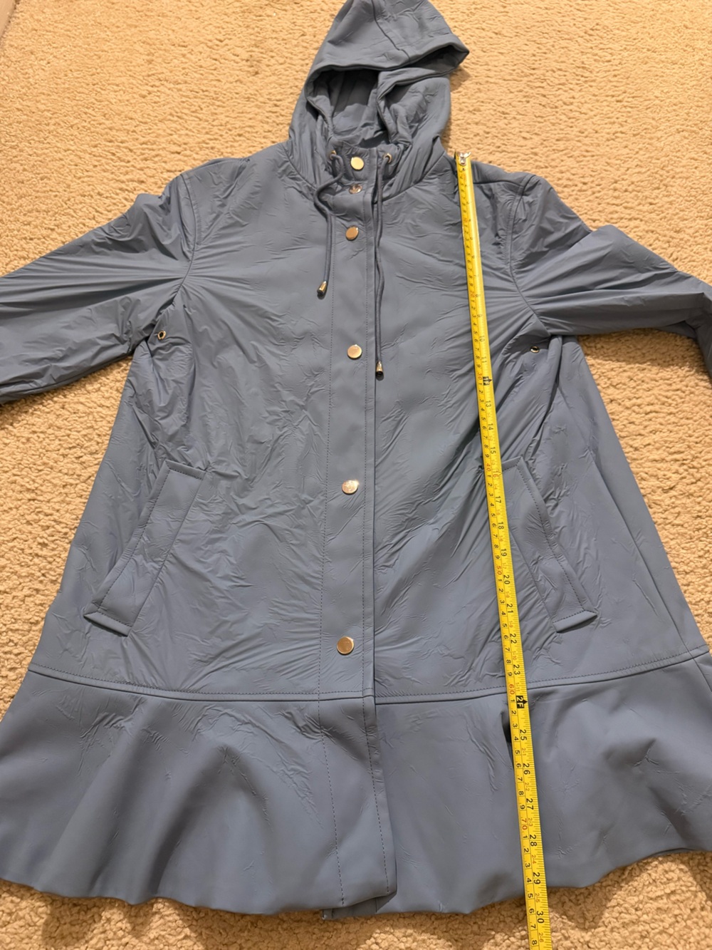 Kate Spade New York Blue Hooded Rain Jacket Polka Dot Lining XS - Picture 7 of 9